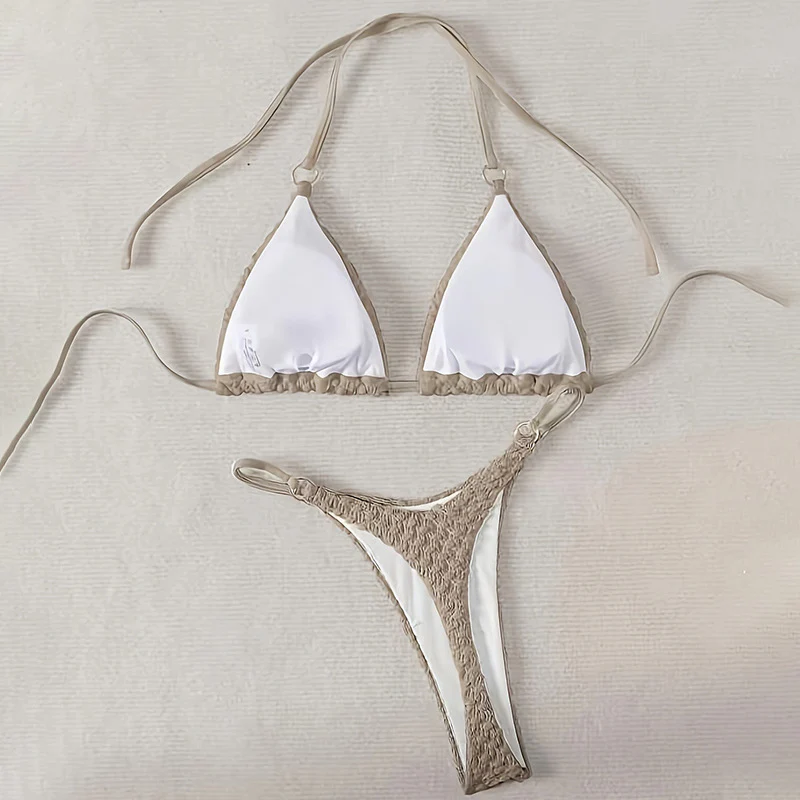 One shoulder solid color swimsuit fashionable swimsuit - Image 3