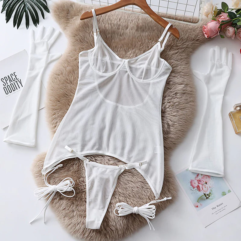 Sexy lace underwear with gloves - Image 8