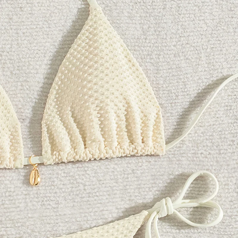 Solid color halter neck two piece bikini - Image 3