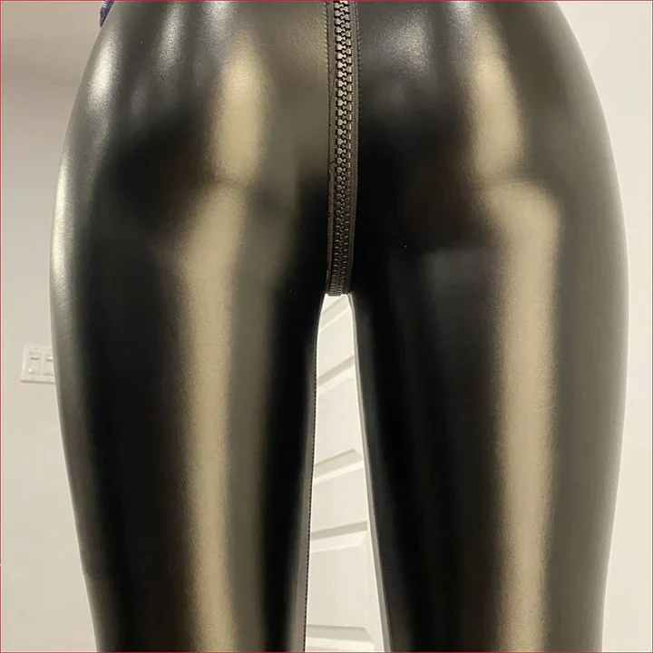 Zippered leather pants - Image 3